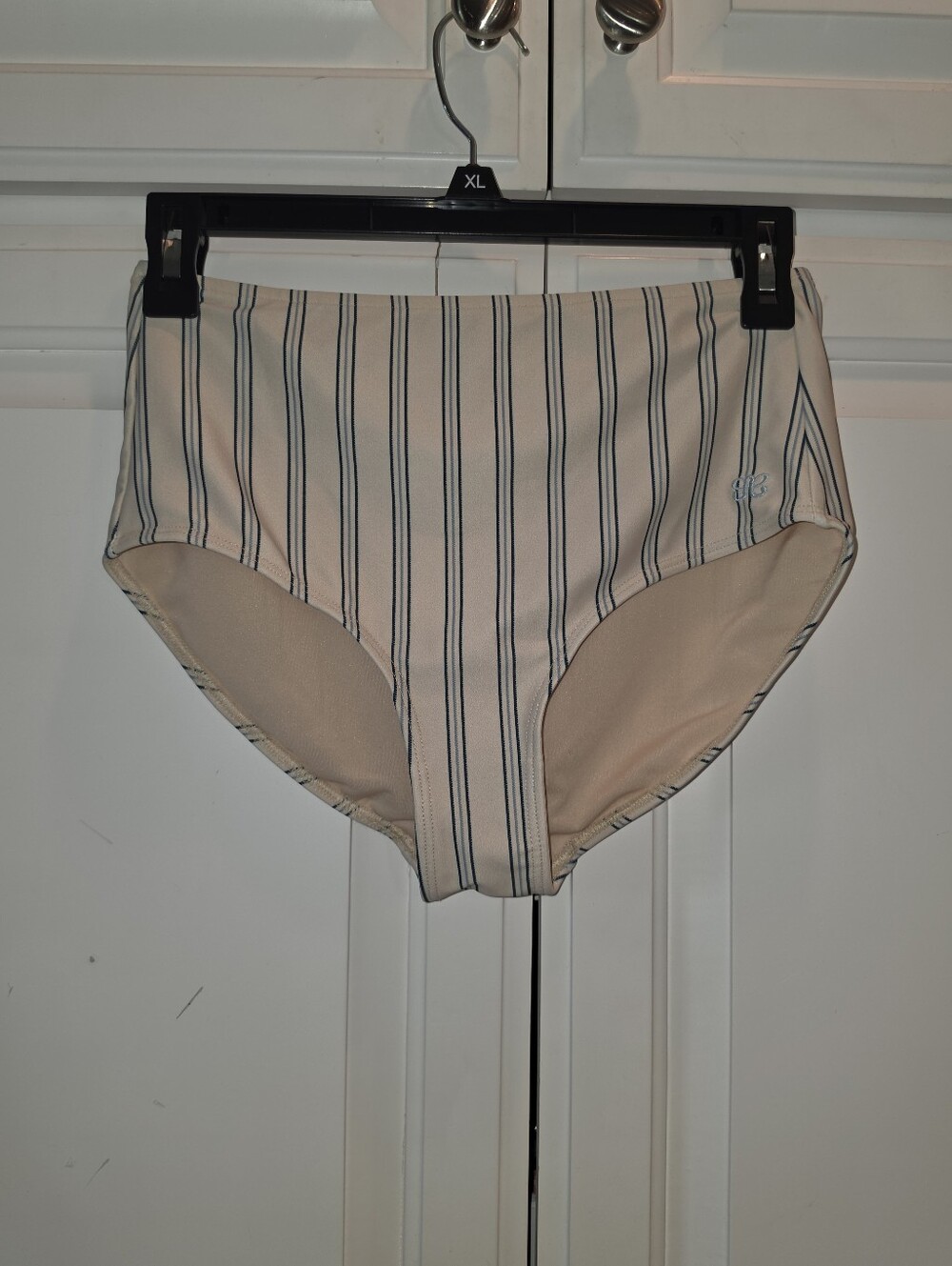 Albion High-Waist Striped Bikini Bottoms Size Small